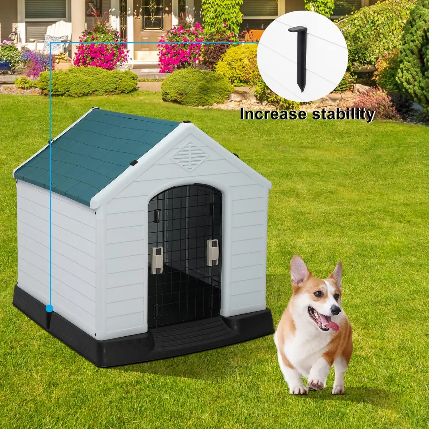 

Plastic Dog House, Pet Dog Kennel Water Resistant for Small Medium Sized Dogs with Door, Indoor & Outdoor Use, Customized