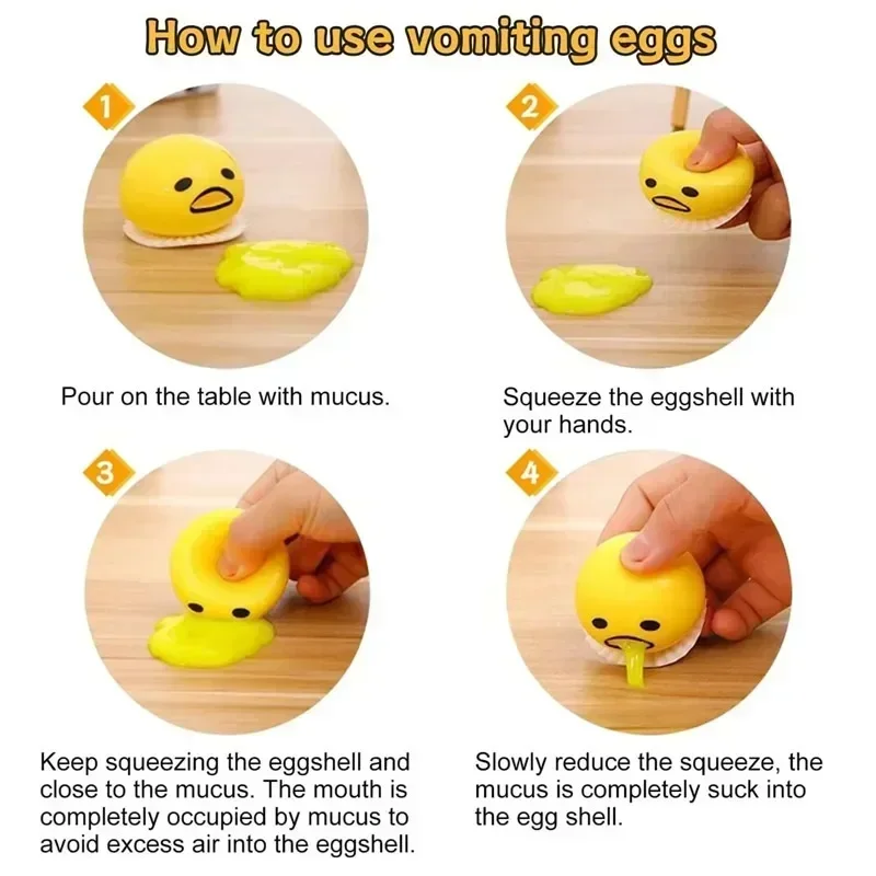 New 20PC Egg Yolk Stress Relief Balls With Yellow Goop Relieve Stress Toy Funny Squeeze Tricky Antistress Disgusting Egg Toys