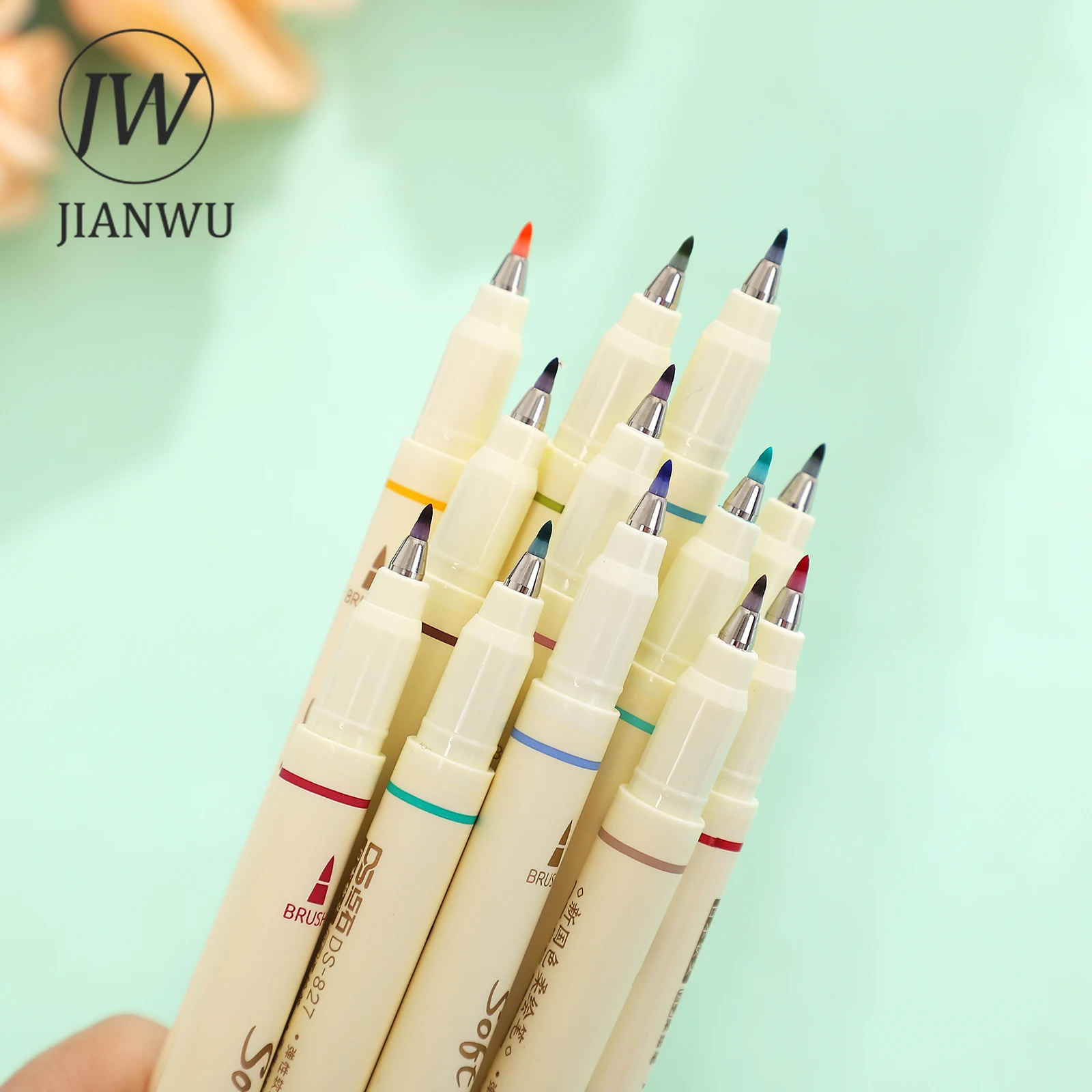 JIANWU 3 Pcs/Set  Four Seasons Soft Painting Pen Student Drawing Writing DIY Journal Art Markers Pens Stationery School Supplies