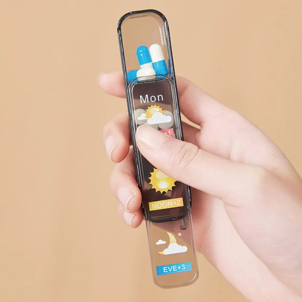 21 شبكة 7-Day منظم حبوب منع الحمل مقاوم للماء مختومة علبة حبوب منع الحمل الأسبوعية مقاوم للرطوبة غطاء منزلق تصميم صندوق تخزين الأدوية #2
