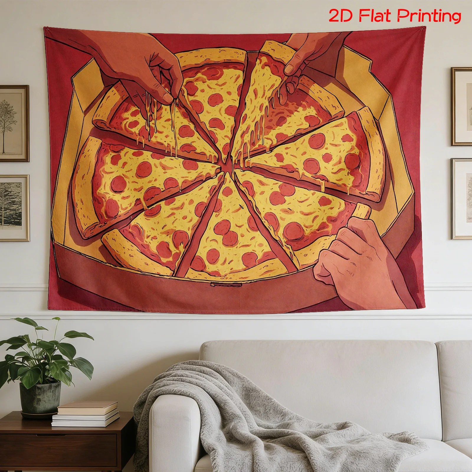 Large Pizza Tapestry Wall Hanging Kitchen Decor Food Art Pizza Dinner Slice Canvas Boho Modern 180x320cm