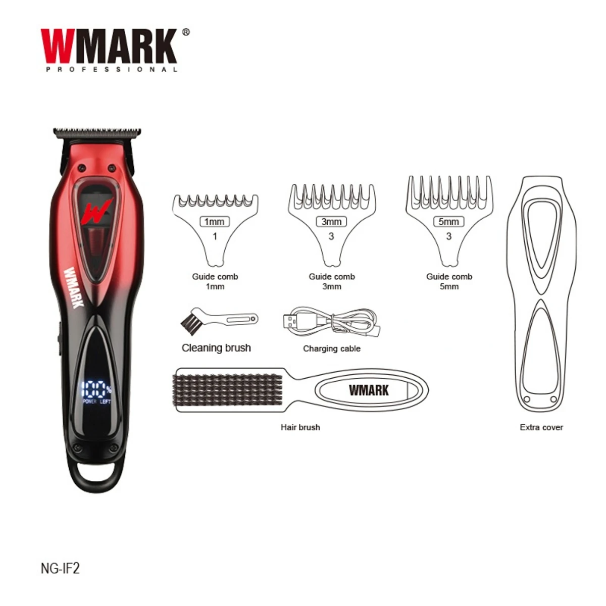 WMARK ماكينة حلاقة شعر قابلة للتعديل ماكينة قص شعر لاسلكية ماكينة قص شعر كهربائية حلاقة محرك فيكتور ماكينة حلاقة للرجال NG-IF1