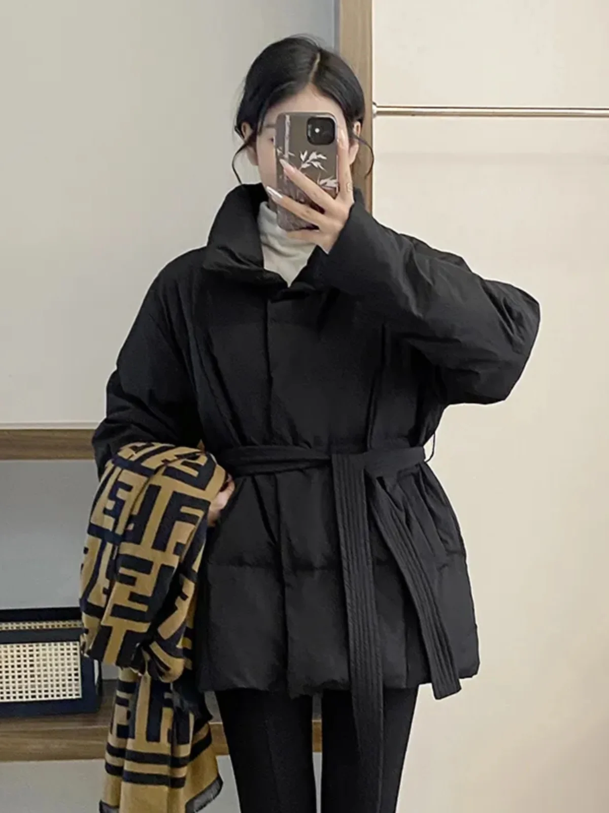 

Women's Winter Thickened Cotton Jacket Waist-Cinching Versatile Fashionable Stylish Commute Korean Style Long Sleeve Coat