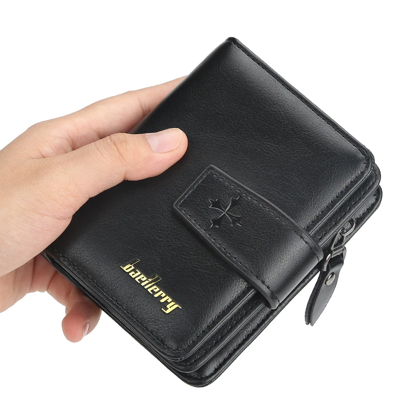 Trendige Herren-Geldbörse mit Schnalle, kurze Geldbörse im schlichten Street-Style, modisches Herren-Accessoire mit mehreren Kartenfächern, multifunktionale Herren-Geldbörse mit großem Fassungsvermögen. – Detail 9