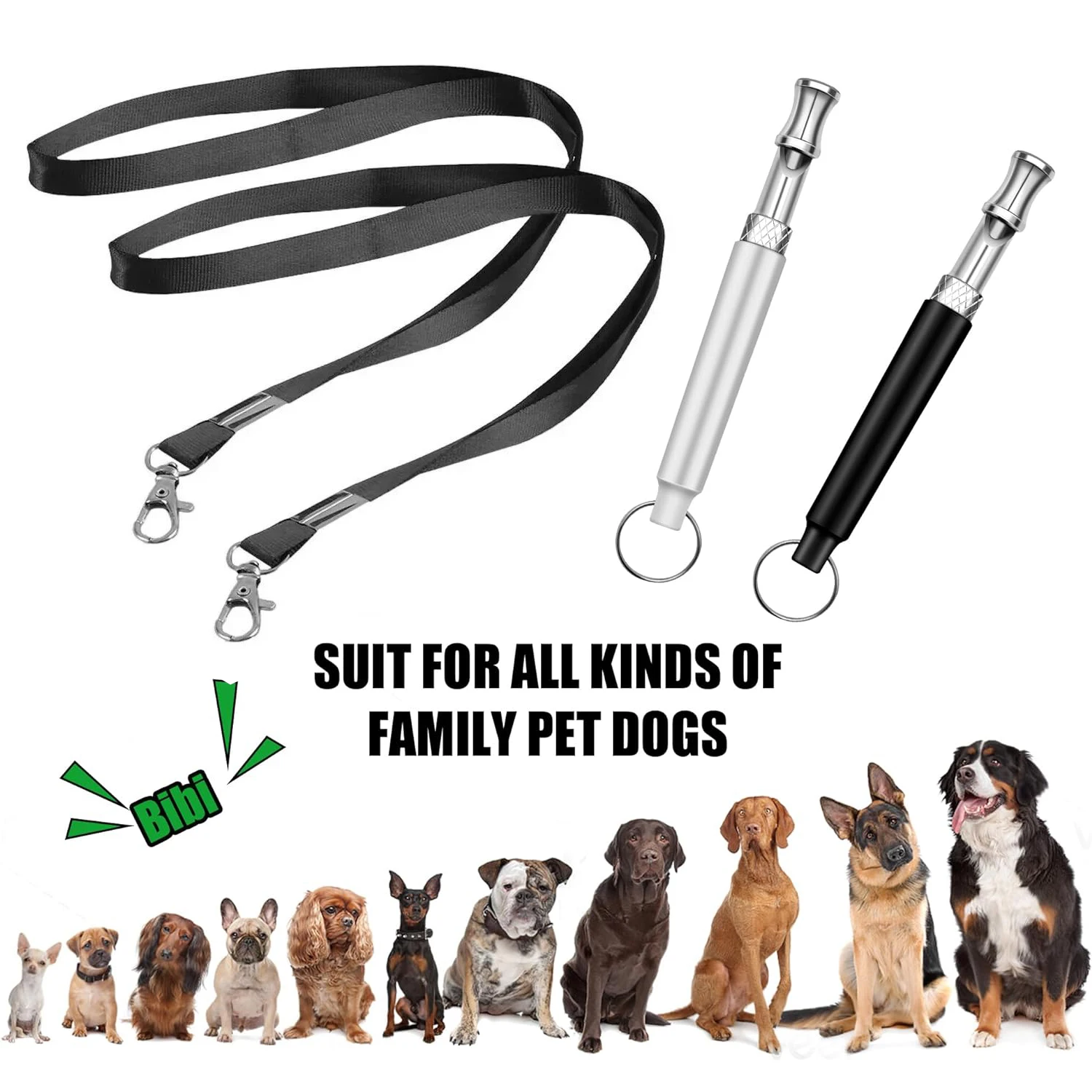 Dog Whistle with Lanyard Adjustable Ultrasonic Silent Dog Whistle Recall Dog Training Whistles to Stop Barking Control Devices