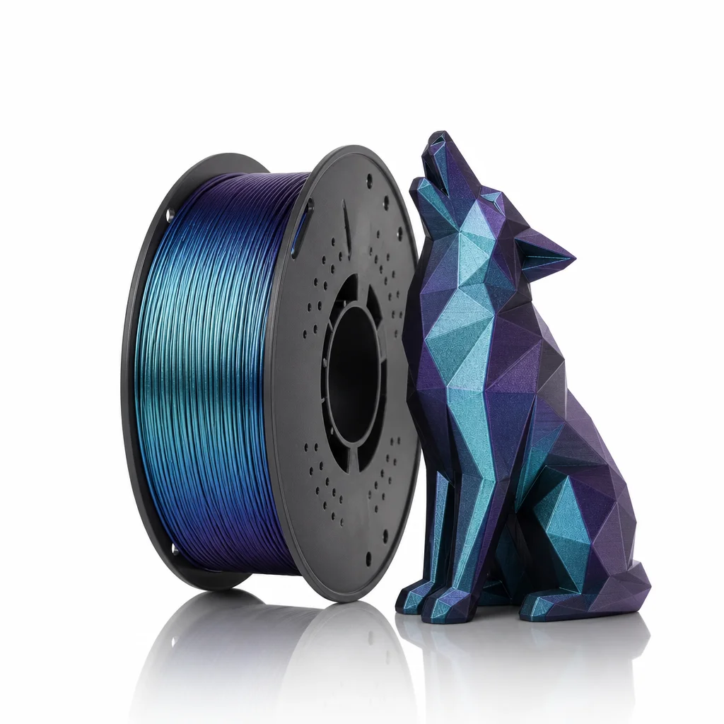 Flowfil 1/5/10kg PLA Filament 1.75mm +/- 0.02mm Burnt Titanium Color Changeable 3D Printer Filament 1kg (2.2lbs) Chameleon Changing Colors with Light Perfectly Hide The Layer Line