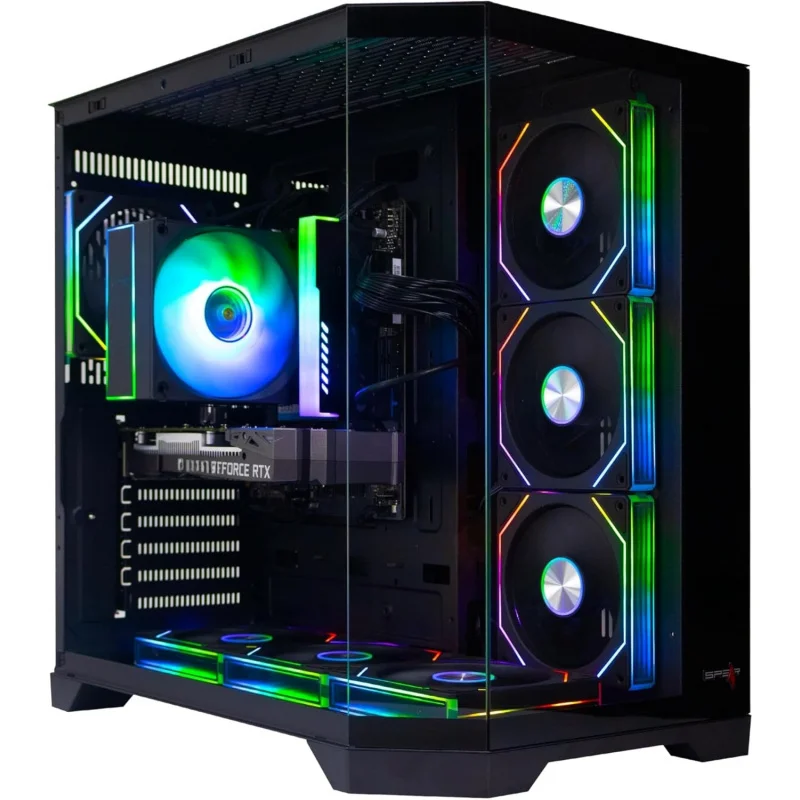 Gaming Desktop Computer,  i5-14400F, RTX 3050 8GB, 32GB DDR5 RAM, 1TB NVMe SSD, RGB Case with 7 Fans, Windows 11 Pro (Black)