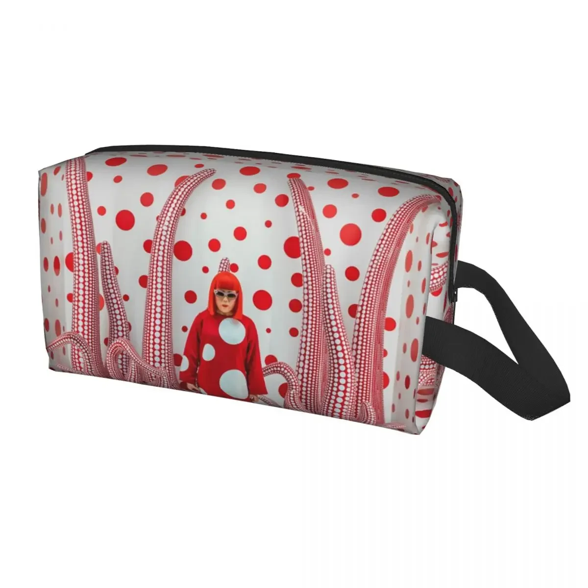 Custom Yayoi Kusama Art Travel Cosmetic Bag for Women Japanese Artist Makeup Toiletry Organizer Ladies Beauty Storage Dopp Kit