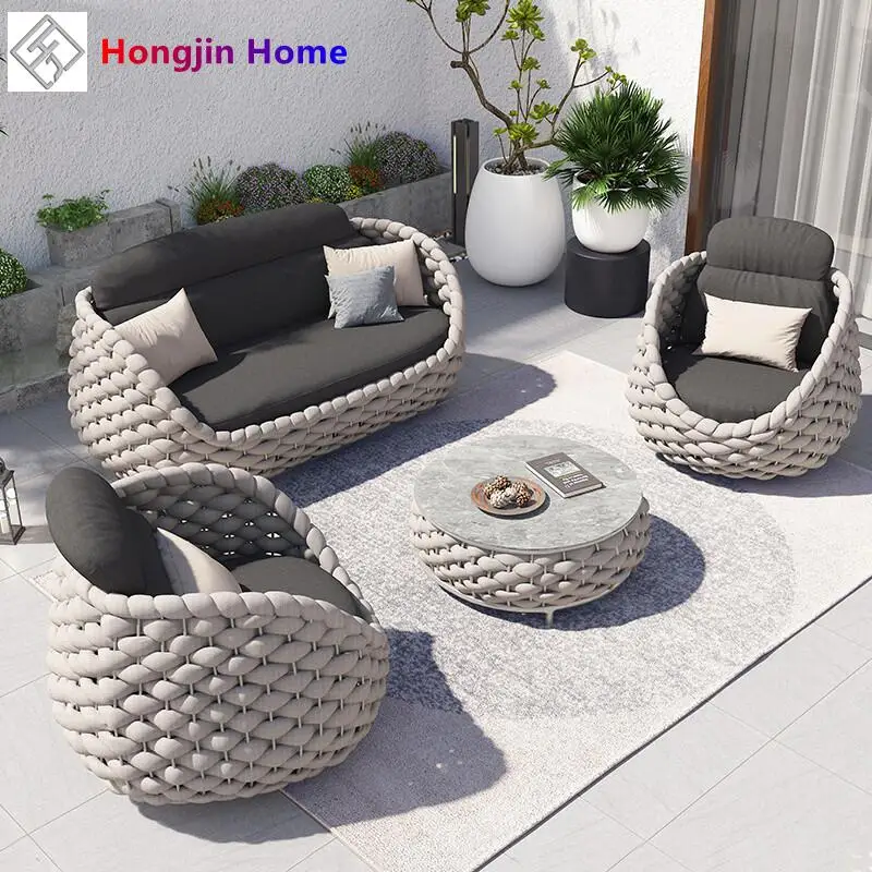 Patio Furniture Sets Luxurious Rattan Outdoor Garden Sofa Set Single Sofa Chair Balcony Armchair