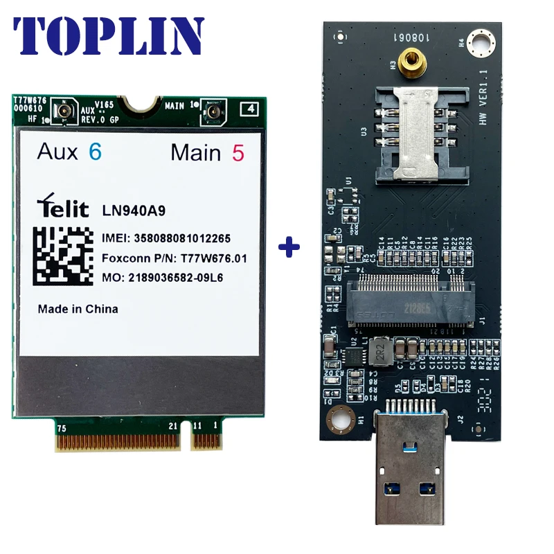 T77W676 Telit LN940A9 X12 LTE 4G WWAN M.2 450Mbps LTE Modem For laptop USB Adapter