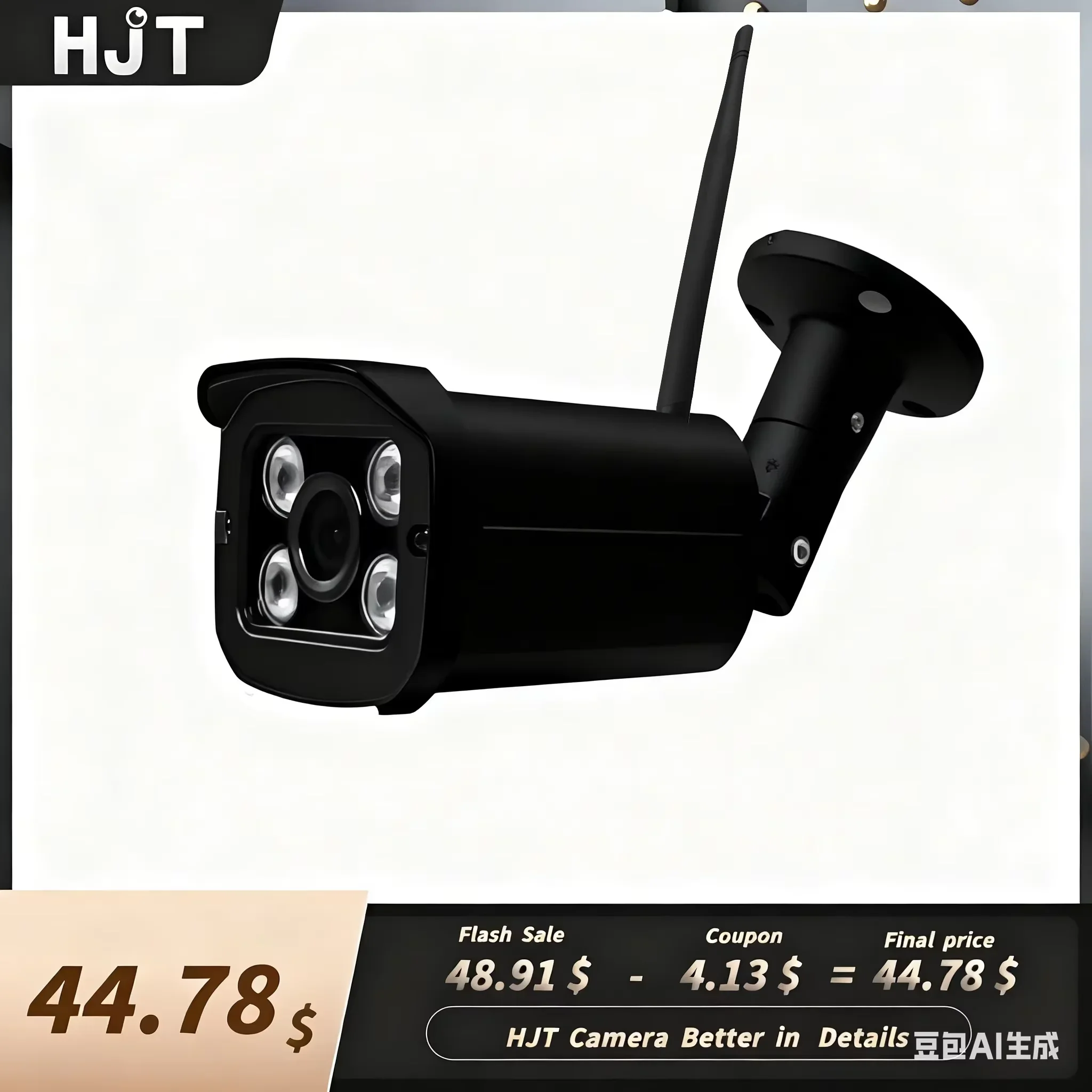HJT 8MP 4K Wifi IP Camera Outdoor 4K Surveillance Camera Black Human Detection 5MP Night Vision Camhi Security CAM