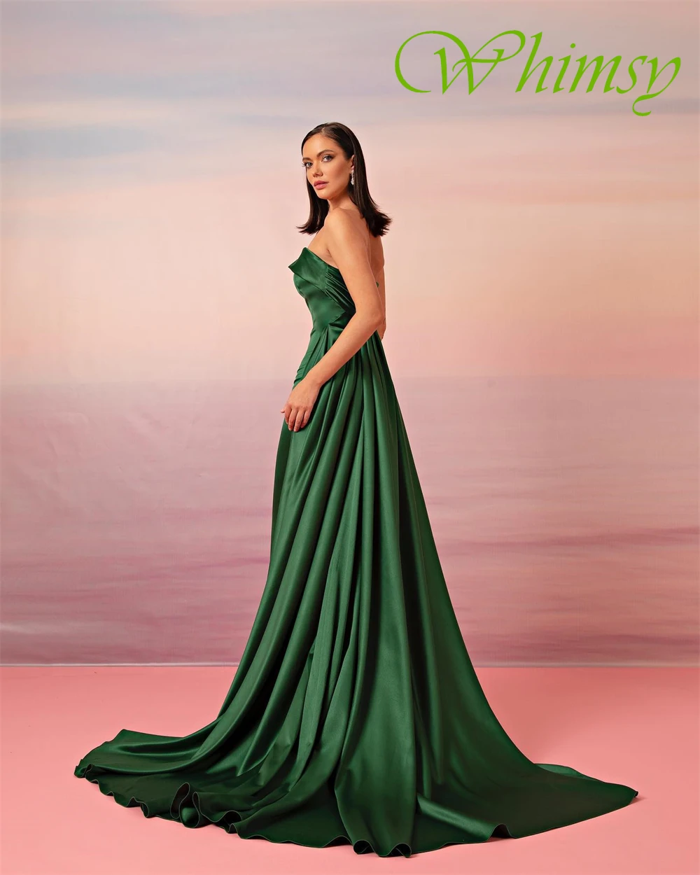 

Customized Exquisite Satin Evening Dress Delicate Strapless Sweep Train Prom Dresses Formal Sleeveless Special Occasion Gowns