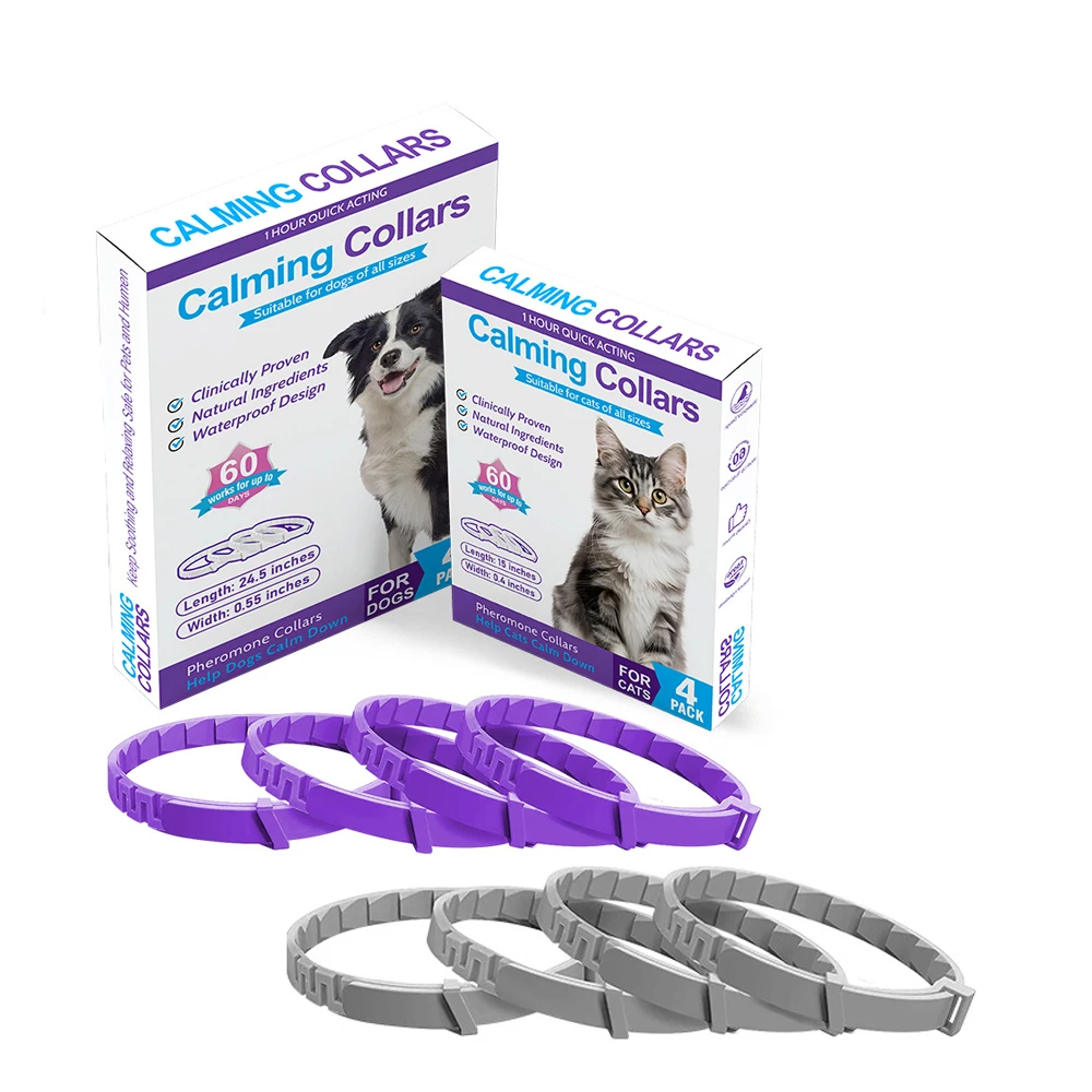 

6box Wholesale Dog Cat Calming Collar Pets Pheromone Calm Collars 60 Days Relief from Separation Dog Anxiety Stress Bad Behavior