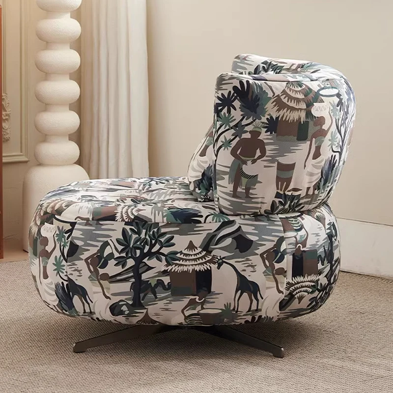 #Modern Luxury Italian Leisure Sofa Chair For Home Office Bedroom Hotel Fabric Rotating For Living Room Furniture