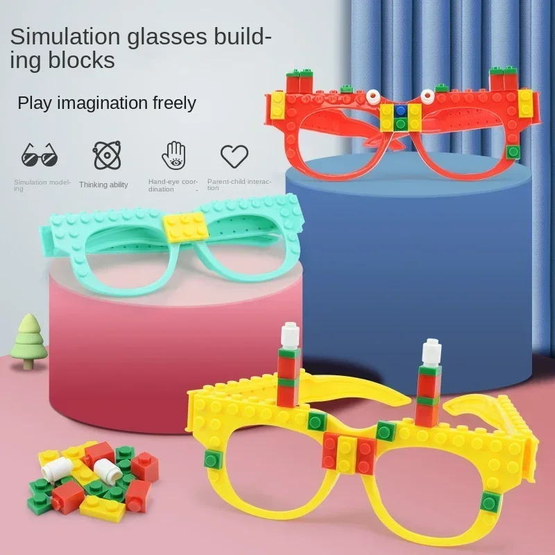 Marco de placa base DIY, bloques de construcción, gafas de simulación, bloques ensamblados de partículas pequeñas para niños, juguetes de rompecabezas creativos