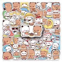 60PCS Kawaii Bubu and Dudu Stickers Cartoon Bear and Panda Sticker for Water Bottle Laptop Skateboard Scrapbook Luggage Kid Toy