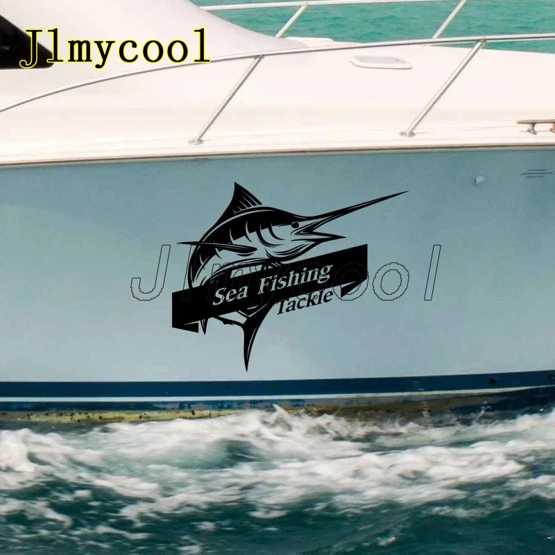 

Sea Fishing Tackle Swordfish Marlin Sticker Decal Bucket Tackle Shop Fishhook Sticker Fish Tank Boat Box Car Vinyl