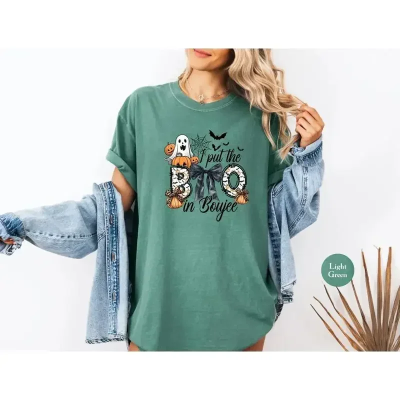 Halloween Boo In Boujee Ghost T Shirt Lover SweaT Spooky Season Fall Women s S389