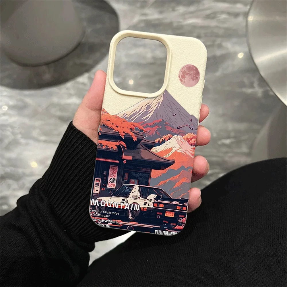 Mount Fuji Sportwagen Handyhülle für iPhone 17 16 15 14 13 12 Pro Max 16 15 14 Plus 17 16 15 14 Pro 17Air Silikon Matte Hülle – Detail 5