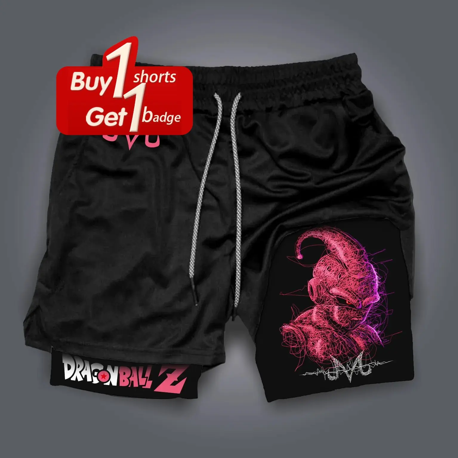 Pantalones cortos Y2k de verano para hombre, pantalones cortos con estampado de Dragon Ball Goku de secado rápido de doble capa 2-1 de compresión, pantalones deportivos para correr, ropa de gimnasio