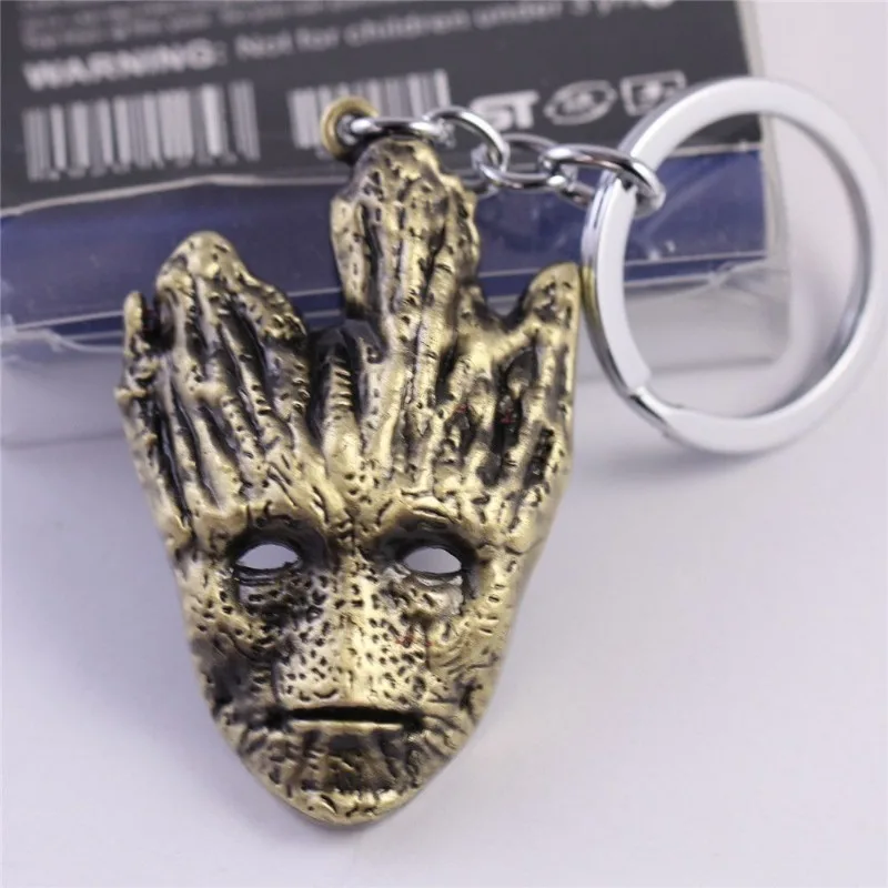 Marvel Guardians of the Galaxy Groot creative mask shape metal keychain hanging chain schoolbag decoration pendant boys gift