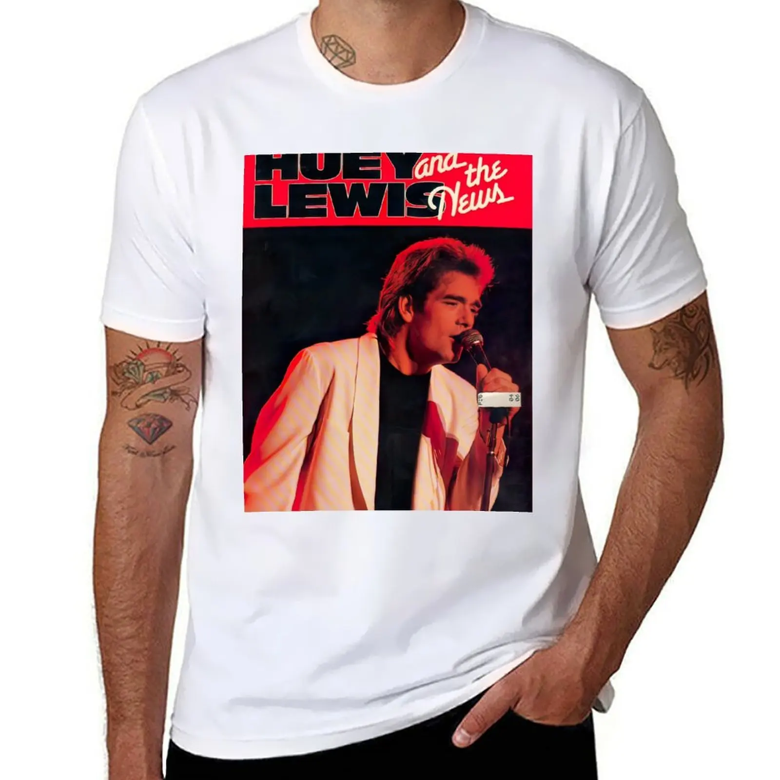 

1985 Robus Books Huey Lewis News T-Shirt anime tshirt cotton t shirts man 100% T-Shirt