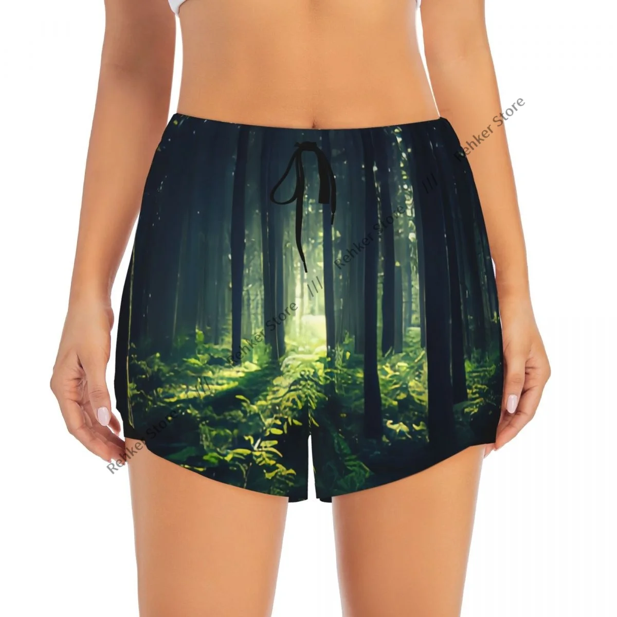 Pantaloncini da yoga da donna Foresta oscura sul sentiero Pantaloncini da allenamento Fitness ad asciugatura rapida da donna Yoga Palestra da corsa Pantaloni corti Abbigliamento sportivo