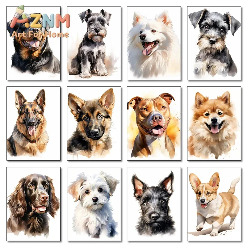1pc frameless Canvas Painting Welsh Corgi Bulldog German Shepherd Labrador Rottweiler Poster Print Wall Art Pictures Canvas Pain