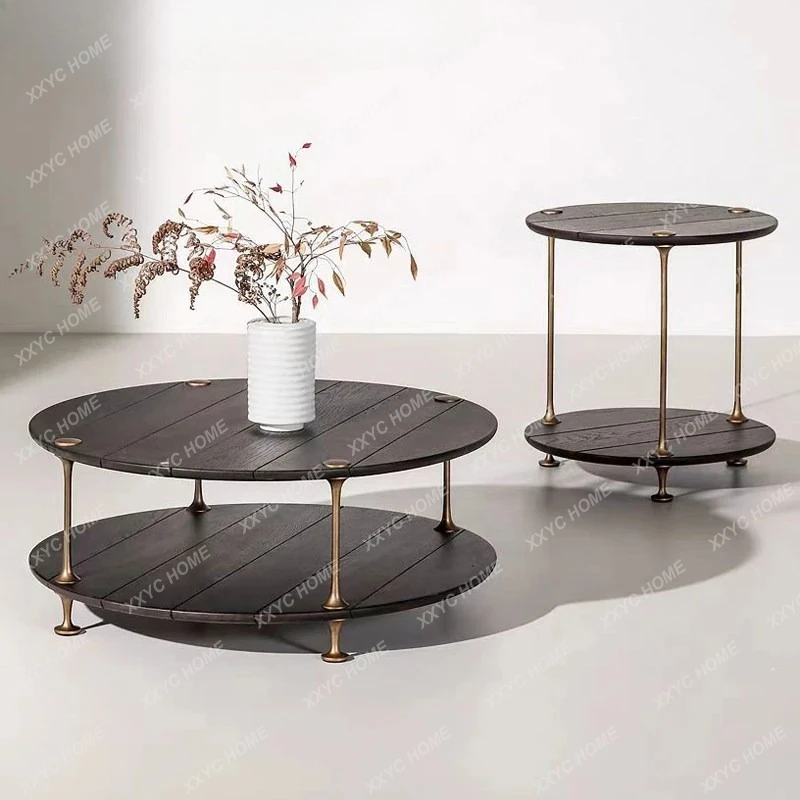 X-S Retro coffee table, side table, combination model room, coffee table, living room, solid wood tea table HG