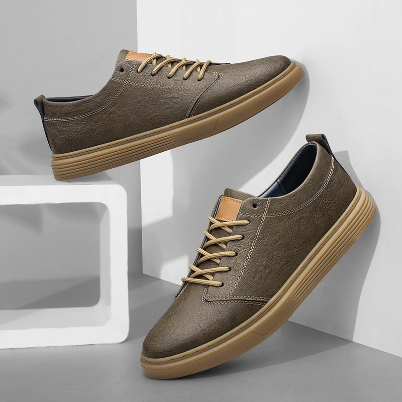 

Мужская повседневная обувь, однотонная классическая трендовая удобная мужская обувь на плоском каблуке со шнуровкой