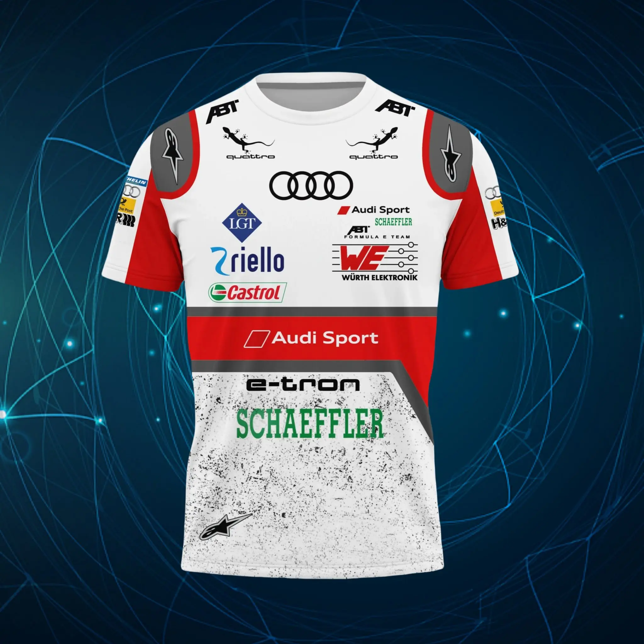 

Лето Audi 202, бестселлер, гоночный костюм с 3D-печатью, дышащий и удобный, для занятий спортом на открытом воздухе, для взрослых, повседневный, с короткими рукавами