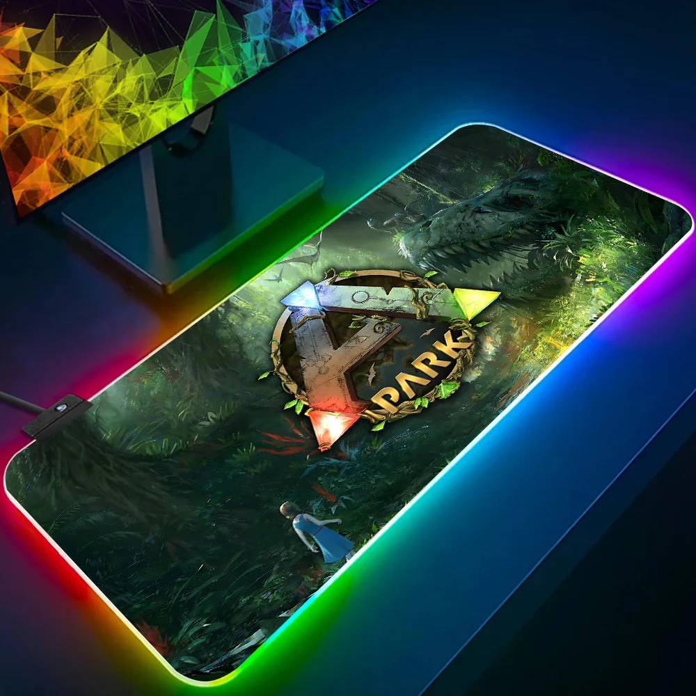 Ark alas Mouse Pad Keyboard Gamer Pc RGB, alas Mouse Pad bercahaya LED, matras karet komputer game