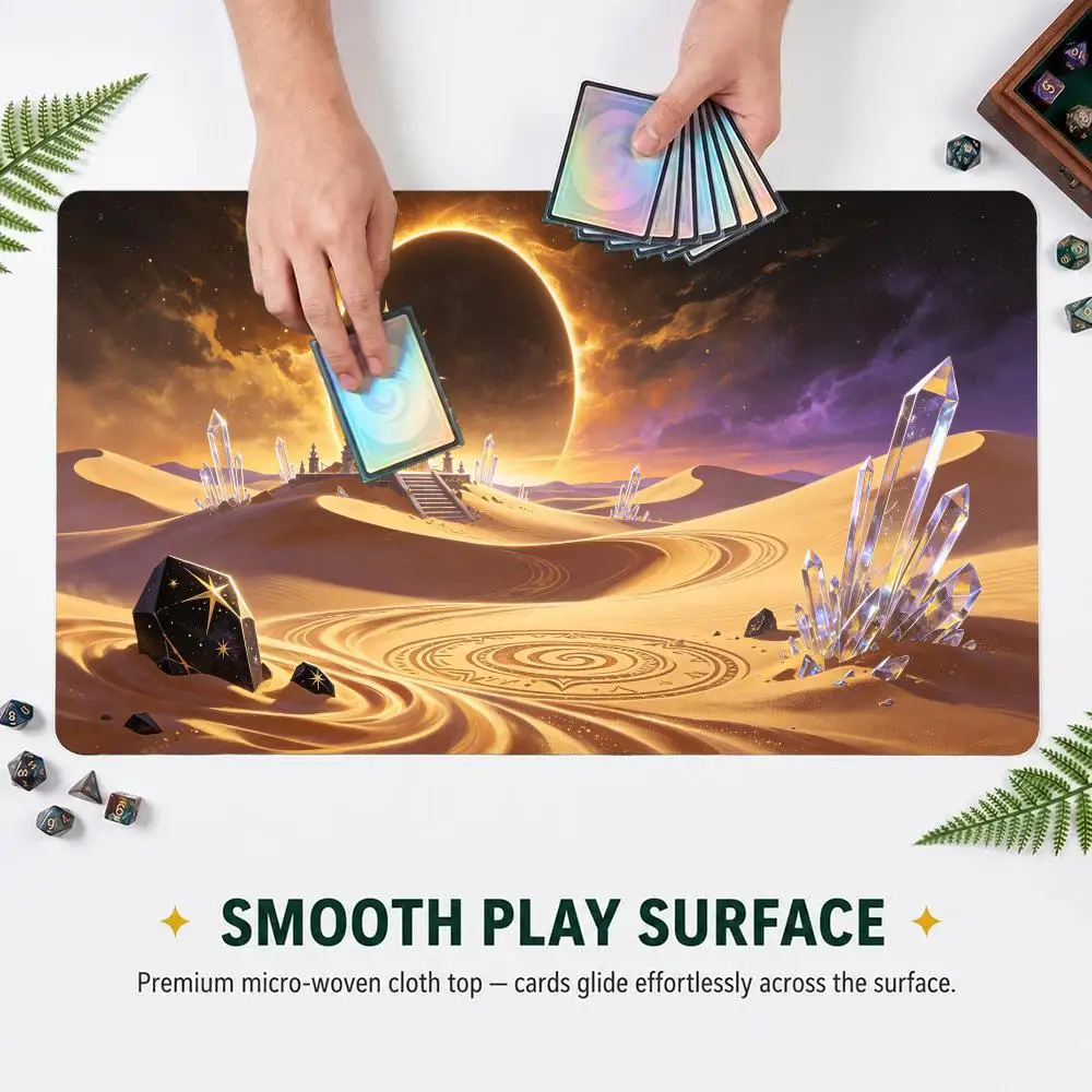 Fantasy Desert Eclipse TCG Playmat Non‑Slip Rubber Card Game Mat Crystal Magic Scene Tabletop Trading Card Game Accessories