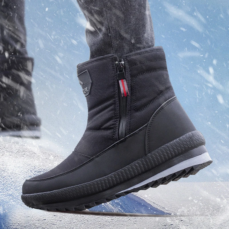 

Thickened Short Tube Cotton Boots For Elderly People Anti-Slip Casual Men's Snow Boots Plus Velvet Warm Large Cotton Shoes