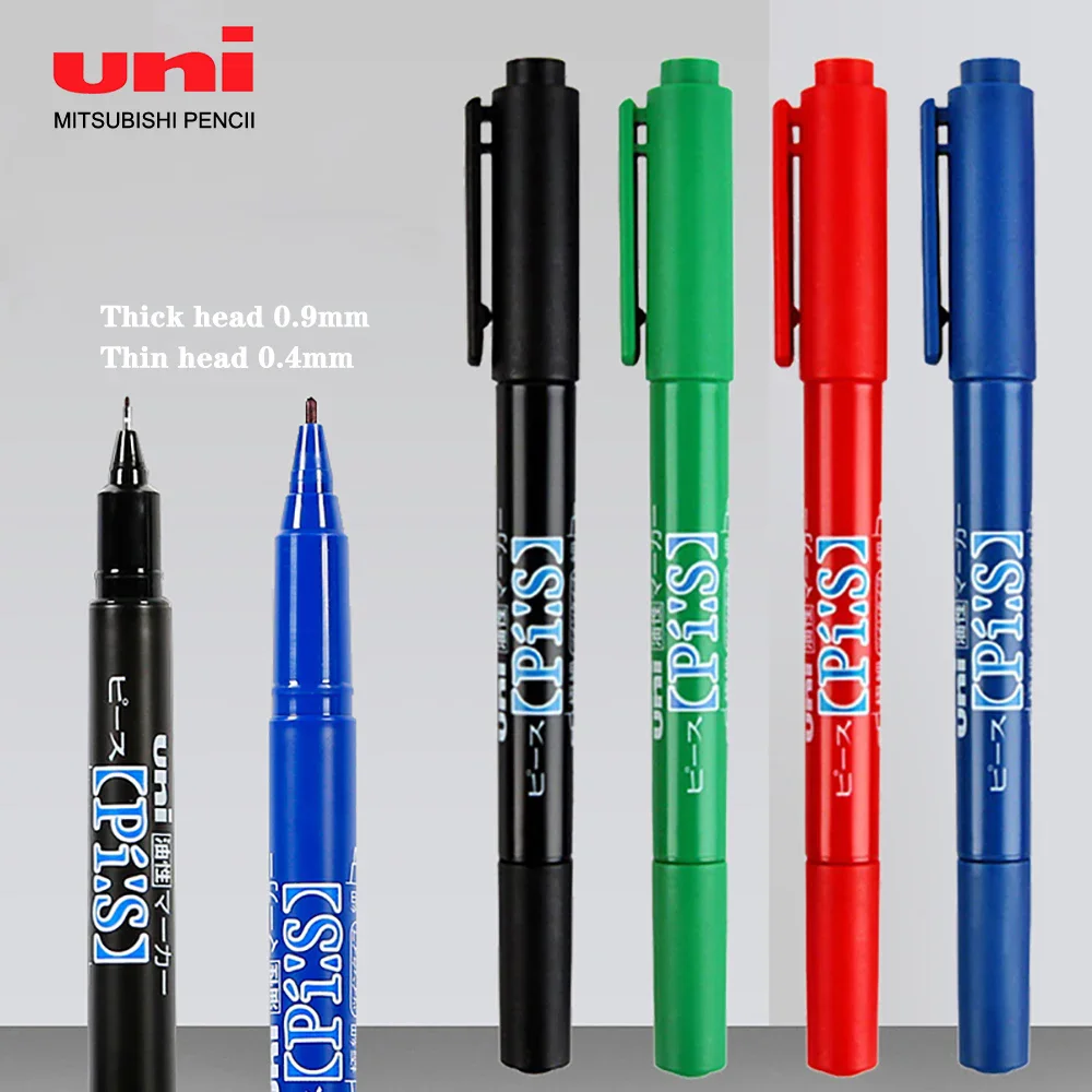 4Pcs Japan UNI Paint Marker Pen PA-121T Quick-drying Waterproof Metal Markers 0.4mm-0.9mm Double-head Highlighter Stationery