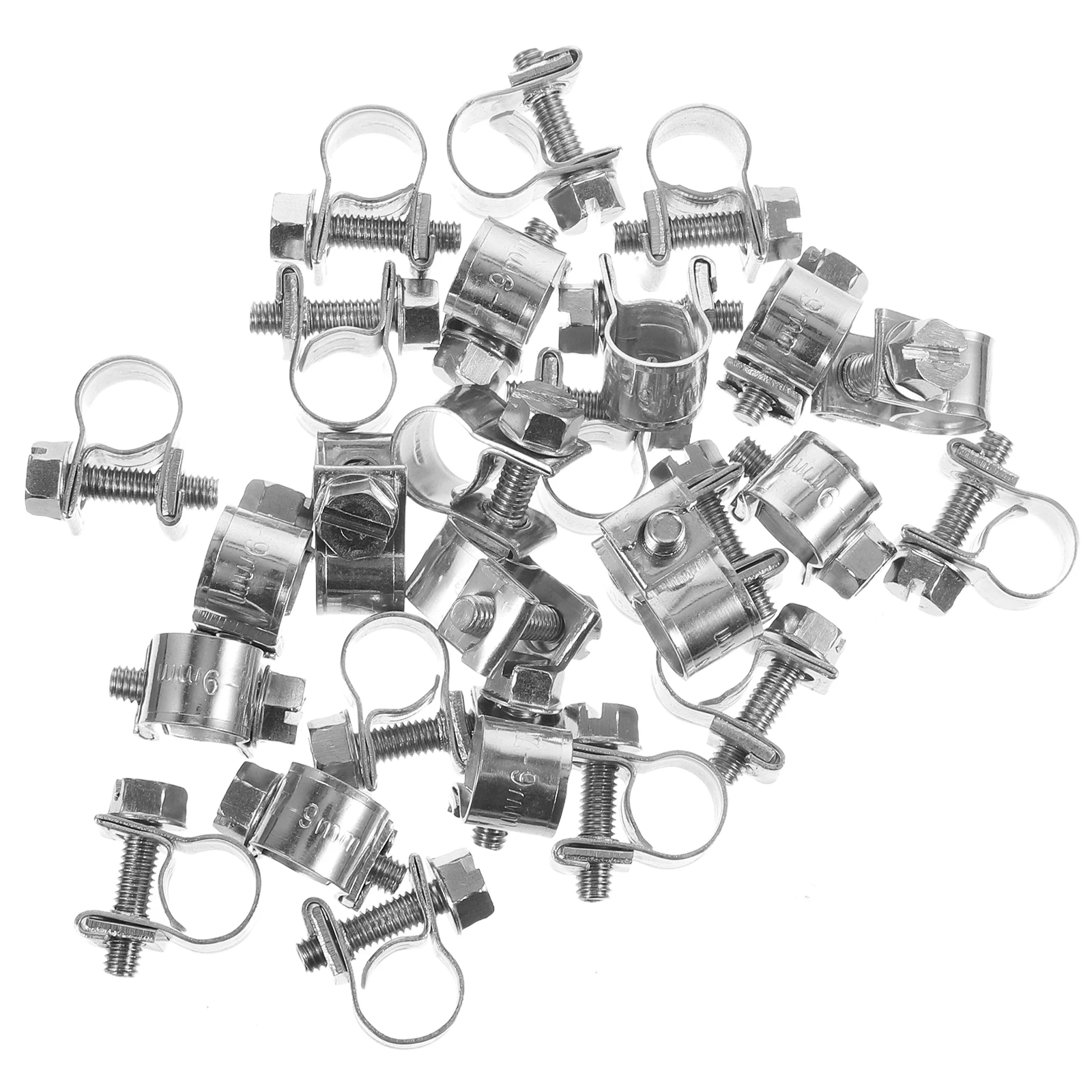 

25pcs Stainless Steel Hose Clamps Fuel Injection Line Heavy Duty Tube Clamp For Automotive Agriculture Construction High