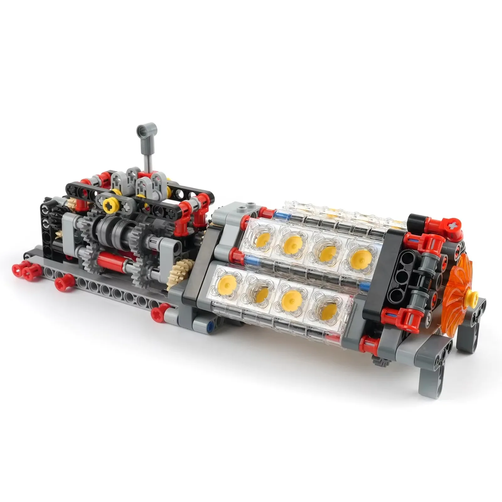 Transparentes V16-Motormodellbausatz mit 6-Gang-Getriebe, mechanische Montage, Lernspielzeug für Erwachsene