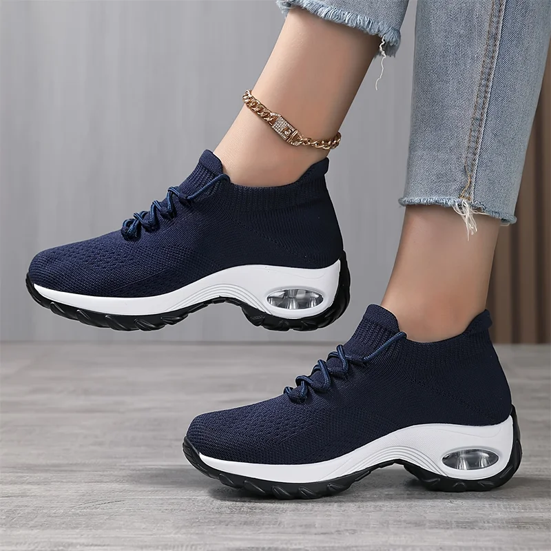 Women 2024 Summer Sport Running Shoes Air Cushioned Increase Height Sneaker Female Mesh Breathable Trainning Shoes Free Delivery