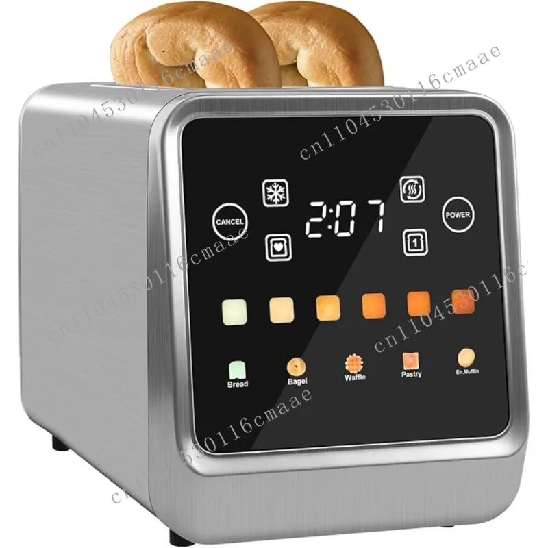 2-Slice Display with Stainless Steel Digital Timer Toaster, 6 Bread Types and 6 Color Settings, Toast Cancel, Defrost Function