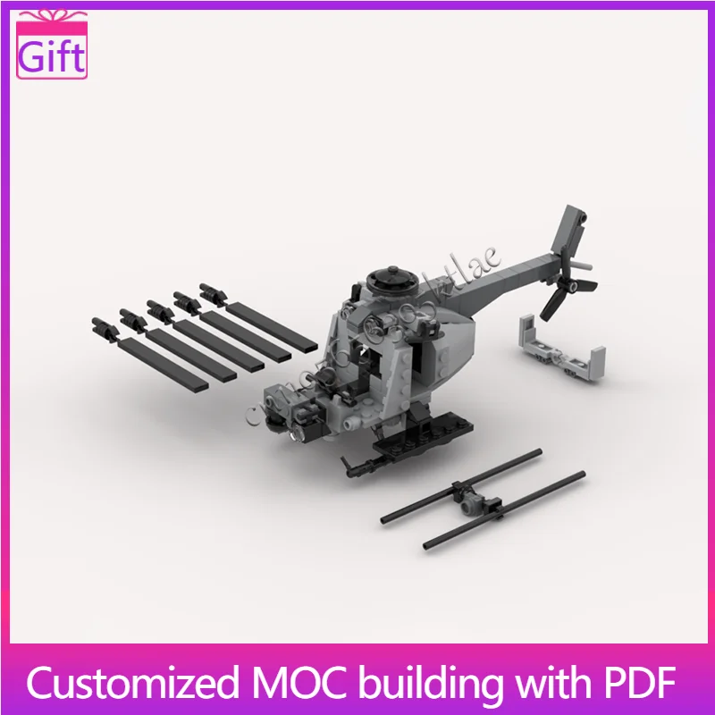 

224 Parts Hot Selling MOC Black Armed Helicopter Model Customize Building Blocks Educational Assembly Children Toys Xmas Gifts