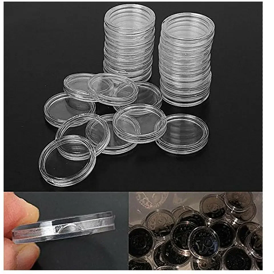 100Pcs32 36mm Coin Holder Capsules Box Storage Clear Round Display Cases Coin Holders Protective Collection Supplies