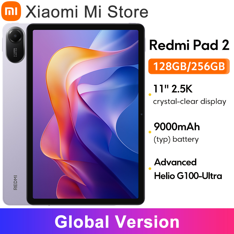  Xiaomi Redmi Pad 2 Global version Advanced Helio G100-Ultra 11" 2.5K crystal-clear display 18W fast charging 9000mAh battery 