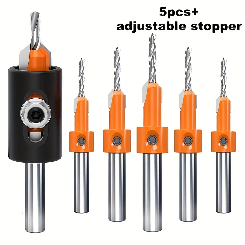 

Набор из 6 штук в штучной упаковке из быстрорежущей стали с потайной головкой, оснащенный 5 сверлильными инструментами и вилкой регулировки размера 1 | Прочная конструкция стали