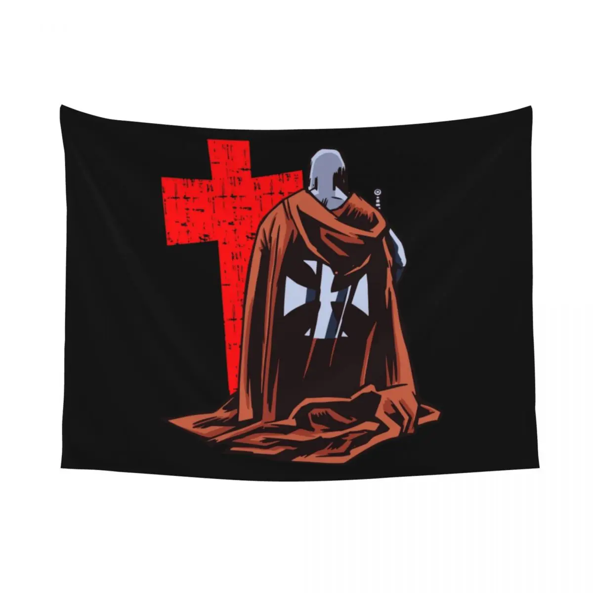 Custom Brave Knight Templar Warrior Tapestry Wall Hanging for Bedroom Hippie Medieval Deus Vult Cross Tapestries Home Decor