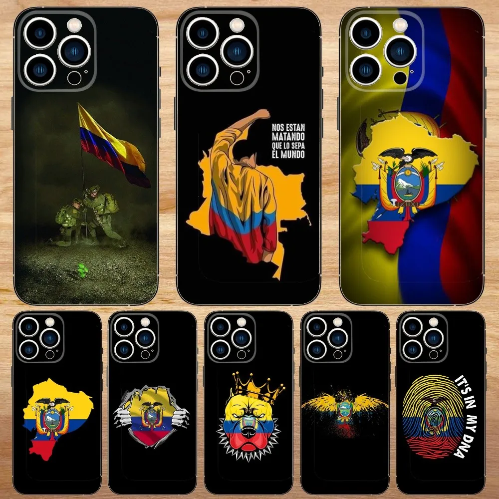 Флаг Эквадора чехол для телефона для iPhone15,14,13,12,11,Pro,Max,Plus,Mini,X,XS,XR,8,7,6,S,Plus,SE, мягкий черный Чехол
