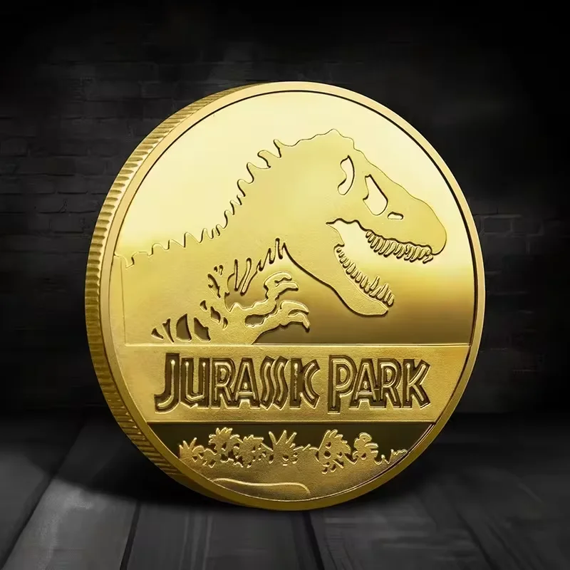 Monedas conmemorativas de dinosaurios de Jurassic Park: réplicas, medallas, insignias y monedas decorativas coleccionables