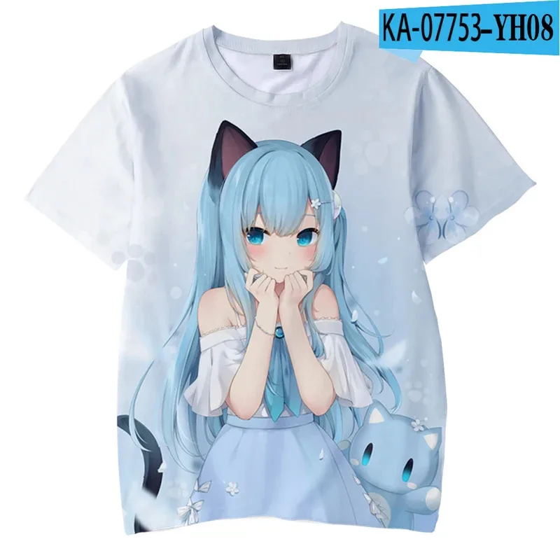 Manga cute girl nekoha Shizuku 3D T-shirt men women cosplay T shirt o neck short sleeve cute fashion tshirt unisex clothing