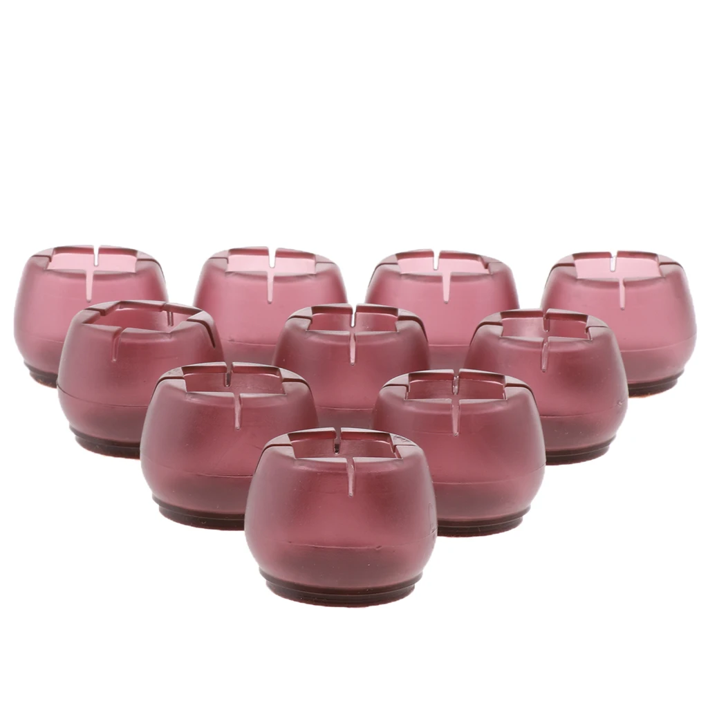 10Pcs Silicone Leg Floor Protectors, Transparent Clear Furniture Table Feet Covers with Felt Pads, Glides Feet Caps , 7