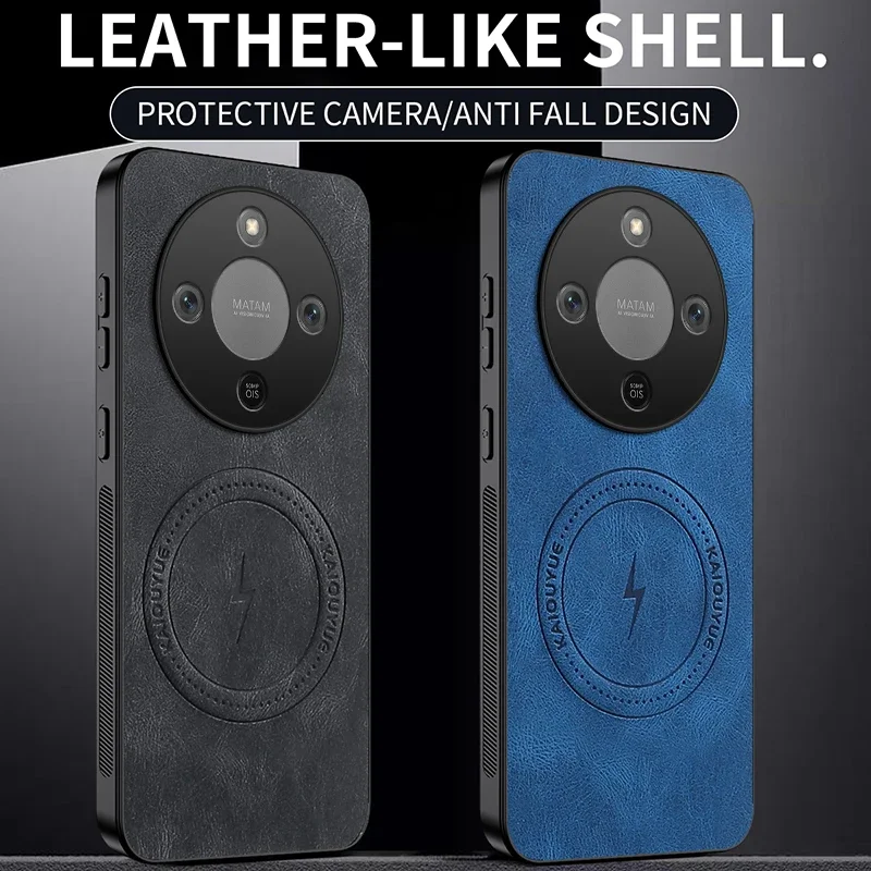 For Honor X9d 5G Back Cover Skin Feel Shockproof Magnetic Phone PU Leather Case Soft Fundas For Honor X9d X70