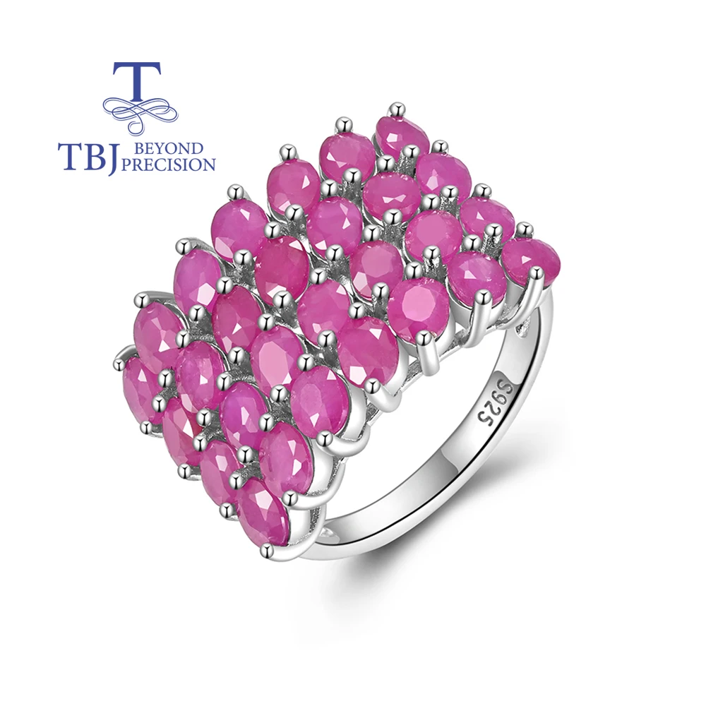 

TBJ,Luxury design Natural Ruby women's big ring 925 sterling silver 6.78ct oval gemstone fine jewelry for girl's engagement gift